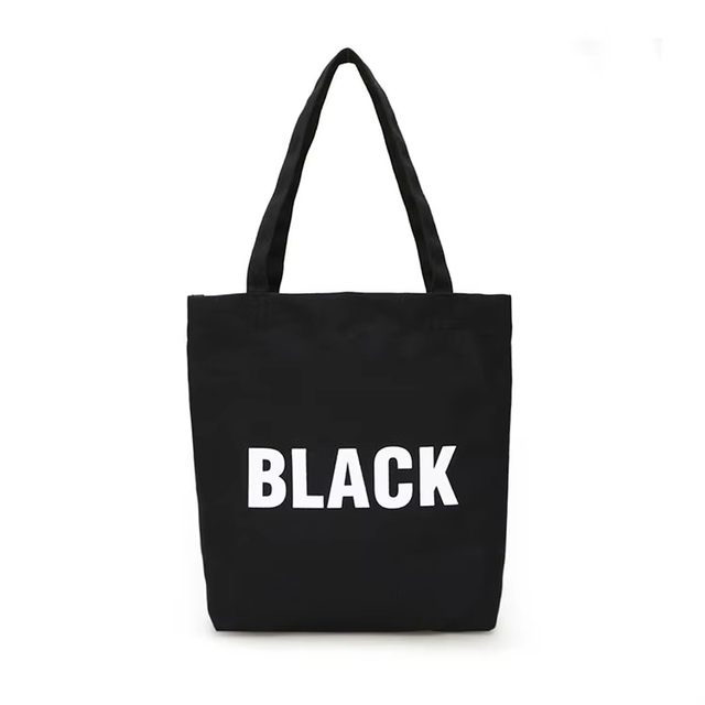 Custom Logo Recycle Eco Black Natural Cotton Canvas Tote Shopping Bag