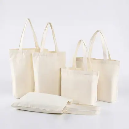 Wholesale Custom Size Color Eco Friendly Recycled Multi Function Organic Solid Color Canvas Cotton Shopping Tote Bag