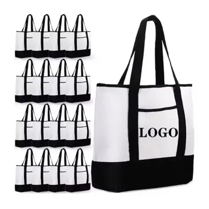 Factory Price Heavy Duty Bulk Outer Pocket Custom Recycled Eco-friendly Beach Tote Large Canvas Bag With Custom Logo