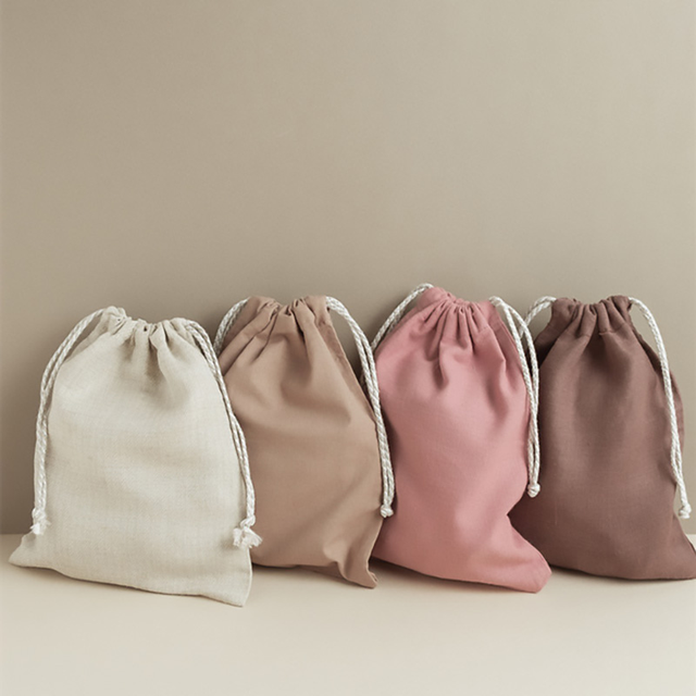 Custom Logo Printed Eco-Friendly Cotton Canvas Linen Draw String Bags Packaging Drawstring Shopping Bag Small Dustproof Pouch