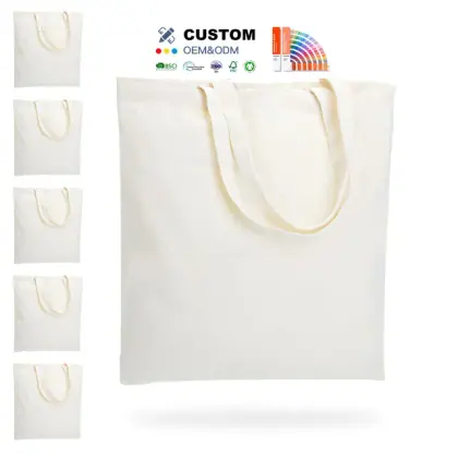 Wholesale Printed Eco Friendly Recycled Reusable Plain Blank Cotton Canvas Grocery Shopping Tote Bag with Custom Logo