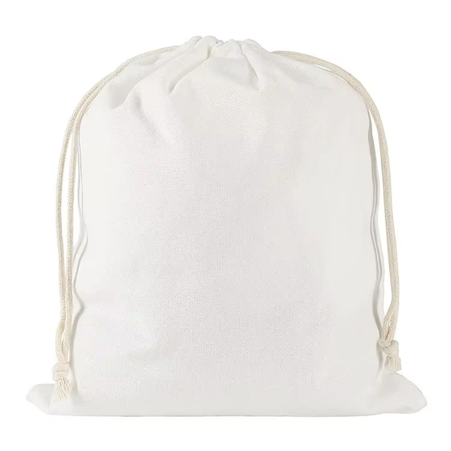 Personalized Custom Printing Logo Small Draw String Gift Bags White Cotton Canvas Muslin Drawstring Bags
