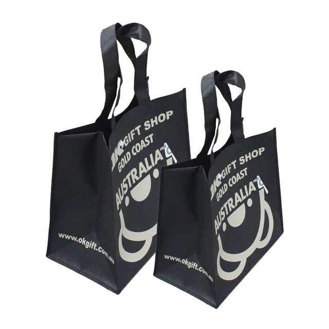 Promotion Use Black ECO Shopping Bag Custom Logo Advertising Bag Non Woven Cloth Fabric Gift Bag