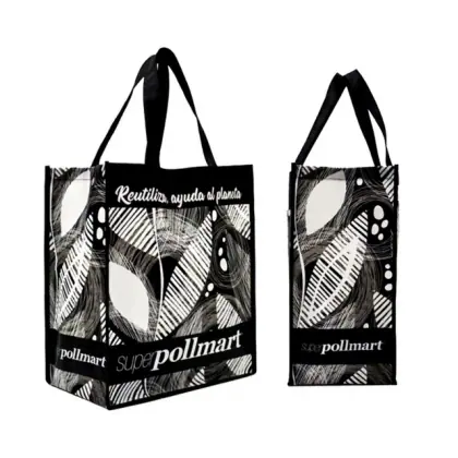 Fashion Customized Logo Recycled Front Pockets Supermarket Non Woven Polypropylene Shopping Bag With Handle