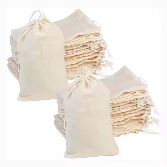 Wholesale Promotional Calico Organic Small Custom Printed Logo Gift Muslin Pouch Cotton Canvas Drawstring Bag