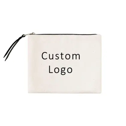 Promotional Custom LogoMini Travel Toiletry Canvas Cotton Makeup Brush Pouch Cosmetic Bag for Women