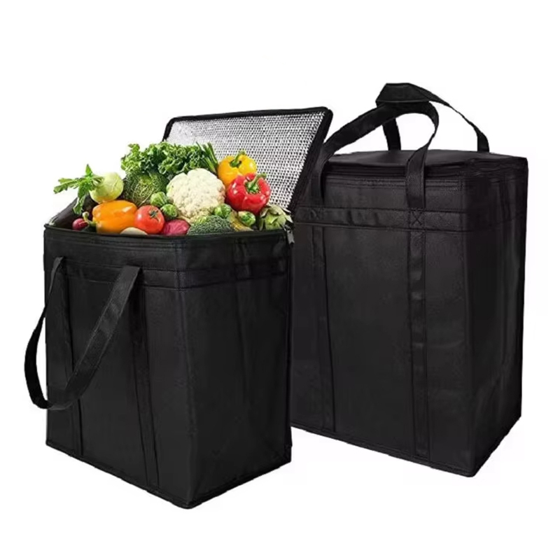 Wholesale Custom Non Woven Reusable Tote Food Delivery Bag Grocery Thermal Folding Insulated Picnic Cooler Bag