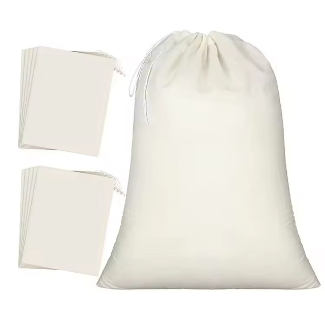 Cheap Quality Custom Printing Logo Reusable Gift Canvas Cotton Double String Handbag Portable Dust Drawstring Bag