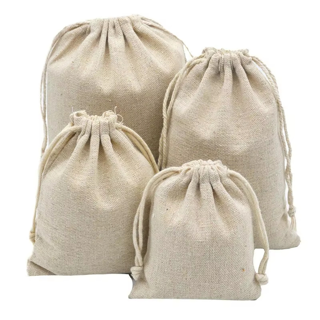 Factory Price Eco-Friendly Custom Printed Drawstring Bag Reusable White Canvas Cotton Drawstring Dust Pouch Bags With Logo