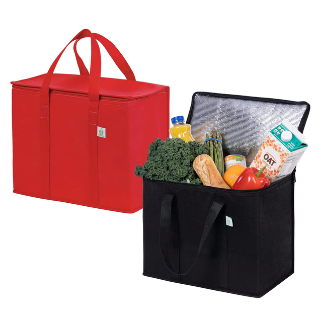Wholesale Non Woven Large Capacity Cooler Bag Lunch Bag Recycled Fabric Zipper Insulated Non-Woven Insulated Tote Bag Outdoor
