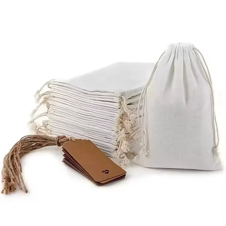 Nice High Quality Washable Custom Printed Logo Portable Reusable Gift Eco-friendly Canvas Cotton Drawstring Bag