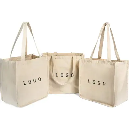 Recycle Organic 100% Plain Cotton Shopping Bag Reusable Cotton Canvas Tote Bags Wholesales With Custom Printed Logo