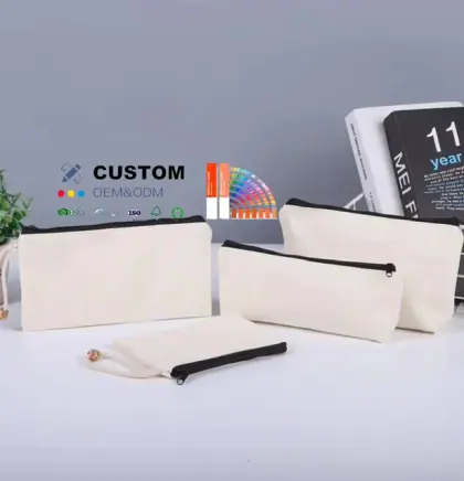 Blank Canvas Pouches Diy Crafts Drawstring Bag for Painting Arts Coin Purse Embroidery Cosmetic Bag