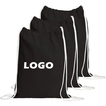 批发定制logo环保帆布抽绳袋可重复使用运动双肩背包促销广告袋