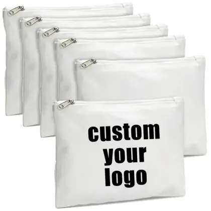 Customized White Cosmetic Bag Zipper Batch DIY Crafts Cosmetic Stationery Party Gift Canvas Pouch