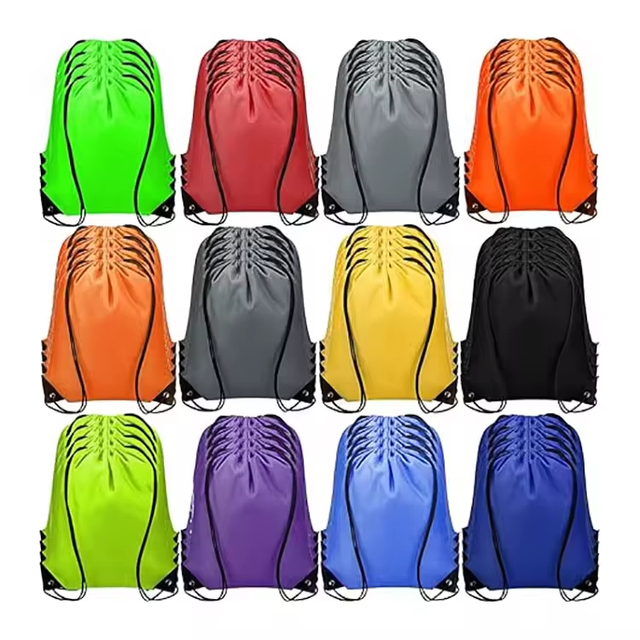 Hot Sale Cheap Custom Logo Drawstring Backpacks Bag 210d Polyester Sports Draw String Bags Waterproof Polyester Drawstring Bag