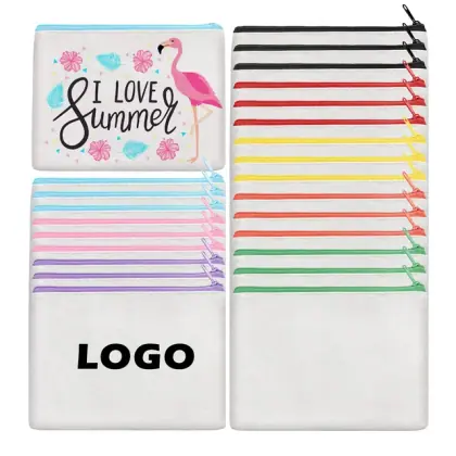 Wholesale Custom Eco Friendly Printed Plain Organic Gift Pencil Cotton Canvas Pouch Toiletry Travel Makeup Cosmetic Bag