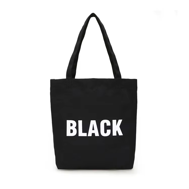 Custom Logo Recycle Eco Black Natural Cotton Canvas Tote Shopping Bag