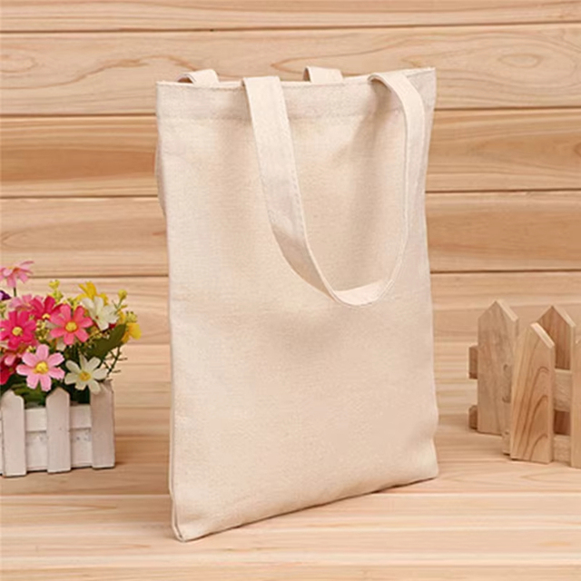 Wholesale Custom Print Logo Reusable Shopping Bags Plain White Blank Cotton Canvas Tote Bag