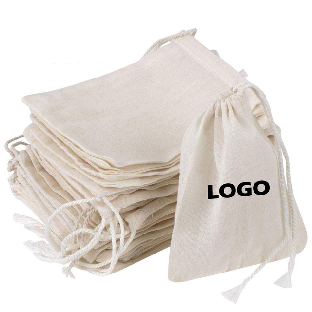 Custom Factory Price Eco-friendly Drawstring Bag Reusable White Canvas Cotton Bags With Logo