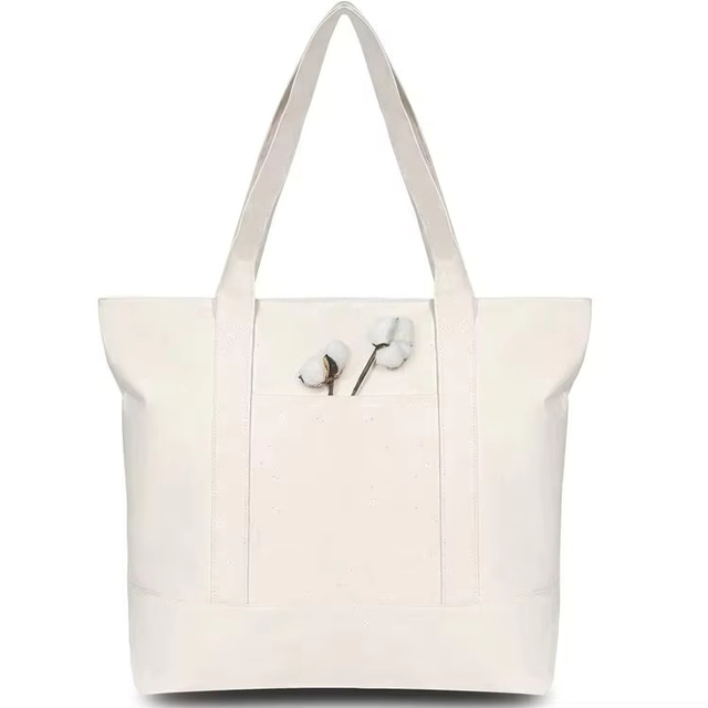 New Style Custom Printed Logo Foldable Reusable Tote Shopping White Blank Plain Cotton Canvas Bag