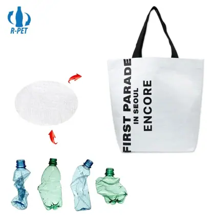 Manufacturer Custom Logo Heavy Duty Recyclable Bags Waterproof Reusable Laminated RPET Stitch Bonded Grocery Shopping Tote Bags