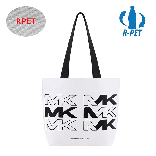 Hot Selling Waterproof Custom Logo Eco-Friendly Shopping Grocery RPET Tarpaulin Stitch Bonded Non-woven Fabric Tote Bags
