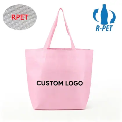 个性化层压RPET缝合粘合手提袋定制再生环保材料可重复使用杂货礼品袋具有独特设计