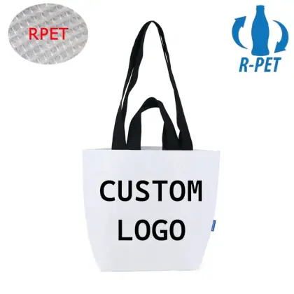 Washable Lightweight Laminated RPET Stitch Bonded Shopping Bag Recycled Eco Material Reusable Grocery Tote with Custom Design