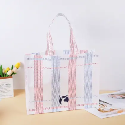 Personalized Text Laminated PP Woven Typography Print Reusable Handbag Durable Multipurpose for Corporate Giveaway Event Stock