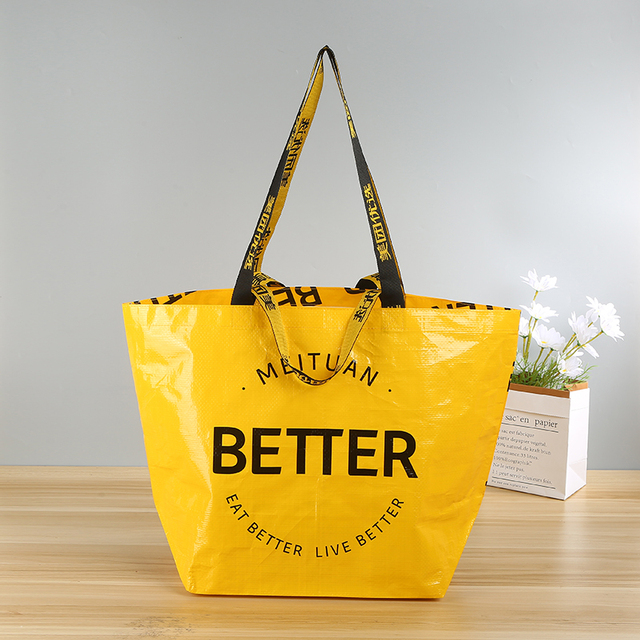 Custom Logo Laminated PP Woven Shopper Bag Reusable Heavy Duty Grocery Tote with Full Color Printing for Retail Store