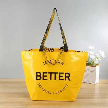 Custom Logo Laminated PP Woven Shopper Bag Reusable Heavy Duty Grocery Tote with Full Color Printing for Retail Store