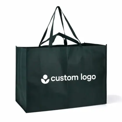 Custom Logo Non Woven Grocery Bag Double Handles Wholesale Bulk Reusable Eco Friendly Shopping Tote Promotional Gift