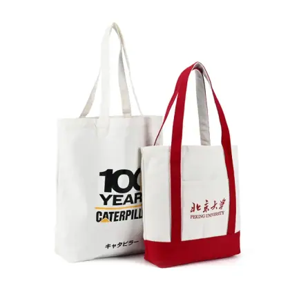 Custom Logo Printed Large Capacity Promotional Eco Friendly Reusable Cotton Canvas Tote Shopping Bag with Zipper Closure