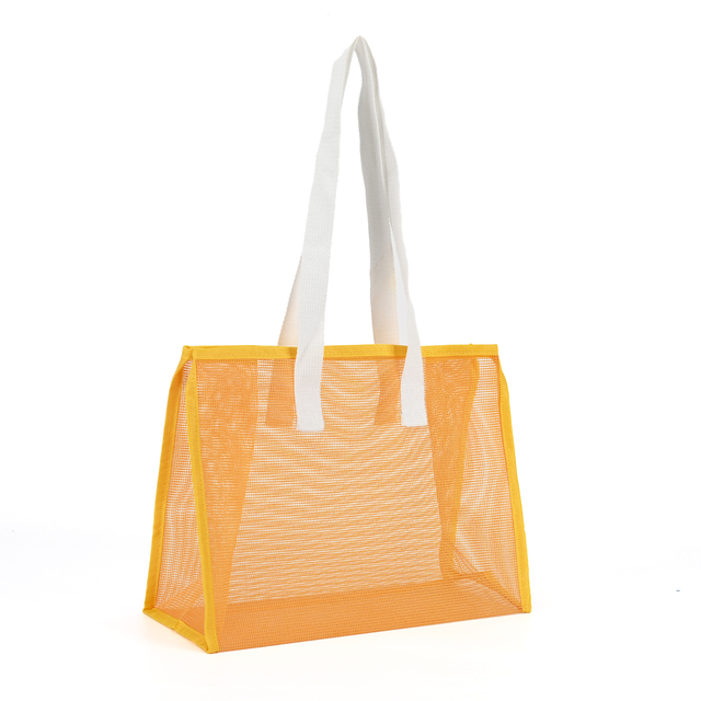 Wholesale Reusable Mesh Grocery Shopping Bag with Zipper Lightweight Breathable Tote with Handles for Retail Daily Use