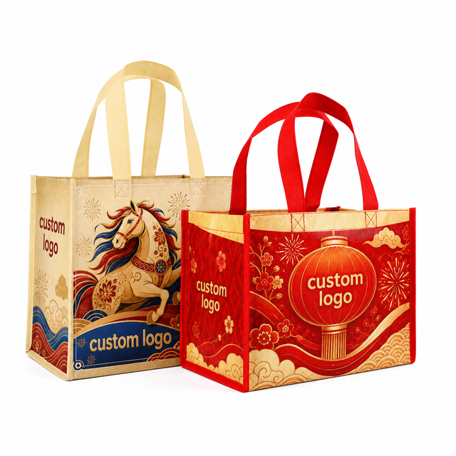 Wholesale Custom Logo Laminated Non Woven Tote Bags Reusable Printed Shopping Carry Bags for Retail Grocery Promotion