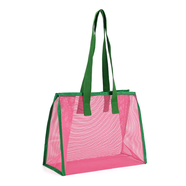 Custom Mesh Shopping Tote Bag with Handles Breathable Lightweight Reusable Carry Bag for Grocery Retail Travel and Daily Use