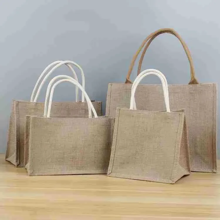 Customizable Handbags Silkscreen Universal Packaging Jute Bottomed Printable Jewelry Linen Bags