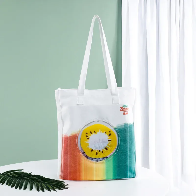 Creative Printed Canvas Shopping Bag Color Printed Portable Cotton Bag Blank Open Window Canvas Bag Customization