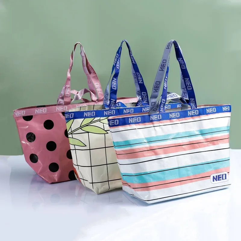 pP Laminated Portable Woven Bags Order Color Printed Shopping Bags Boat Type Composite Boat Type Snakeskin Woven Bags Wholesale