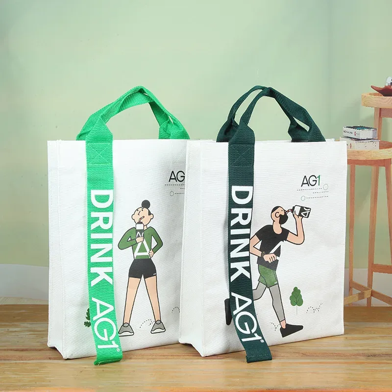 Tote bag ladies commute large capacity ribbon portable canvas bag portable eco-friendly cloth bag gift corporate publicity