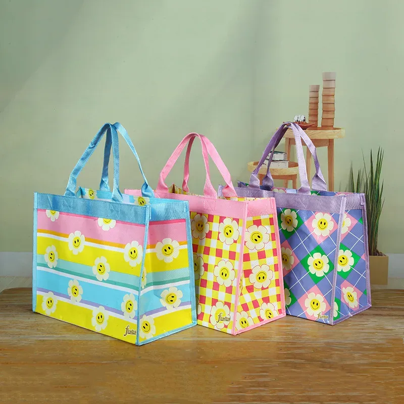 Color Laminated Woven Bags Advertising Creative Shopping Tote Bags Printing Corporate Promotional Gift Bags Shoe Box Bags