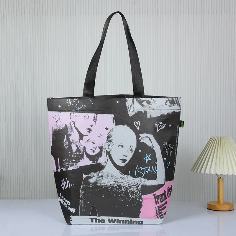 Laminated RPET Recyclable Degradable Lai Sun Cloth Eco-friendly Gift Bag Korean Garment Bag Shopping Bag