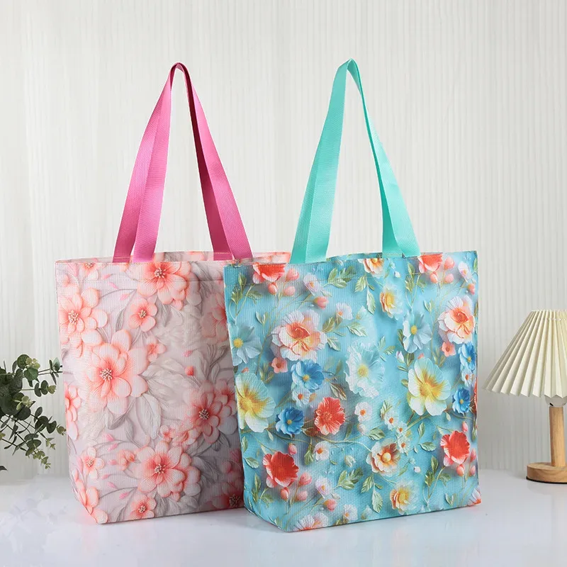 In Stock Laminated RPET Lai Sun Cloth Bags Mother and Baby Products Clothing Shopping Bags Large Capacity Picnic Fashion Storage Bags