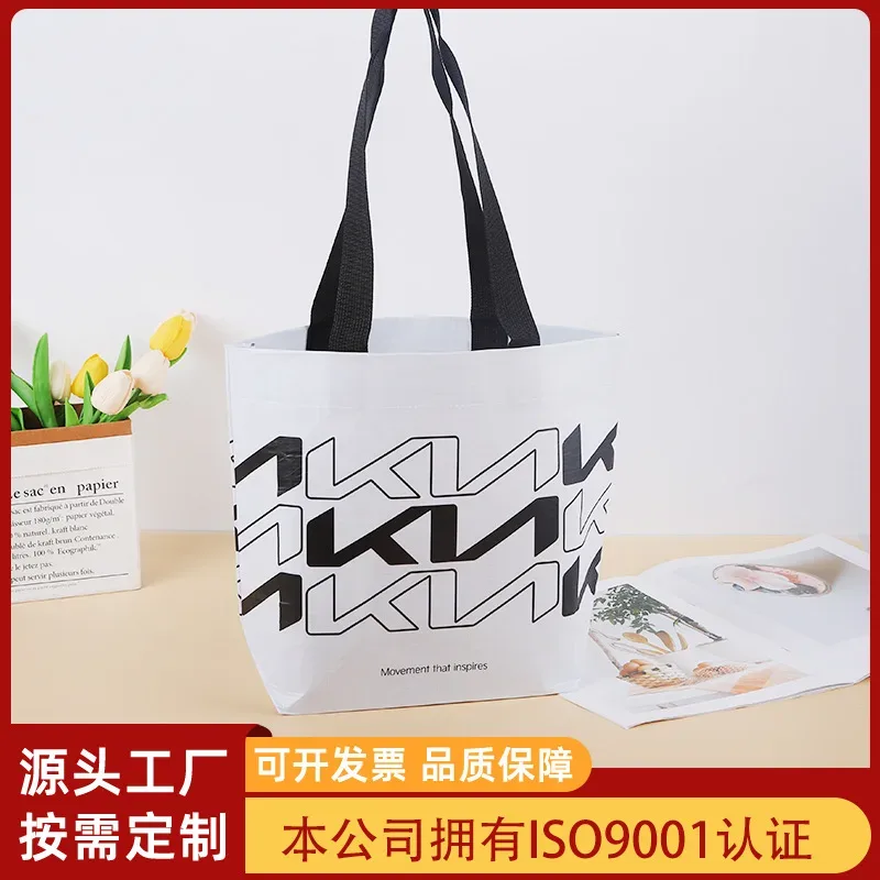 Factory customized Lixin cloth recycled material wholesale double-sided laminated handbag printing shopping bag color printing non-woven bag